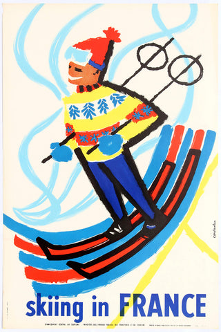 Skiing in France Vintage Winter Sports Poster