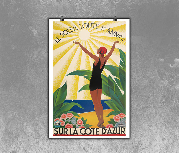 Sur La Cote D'Azur Le Soleil toute L'Annee-Travel Poster