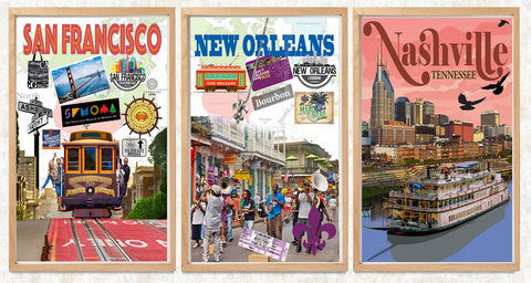 triple usa cities posters