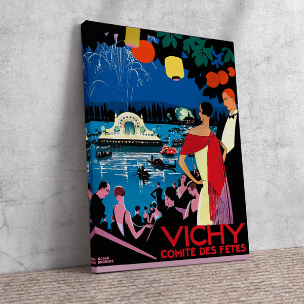 Vichy, Comite des Fetes Vintage Travel Poster by Roger Broders Canvas