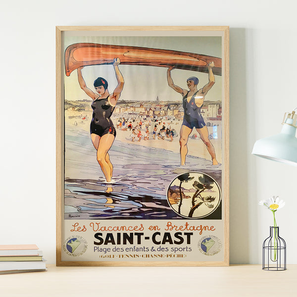 La vacances  en Bretagne -Saint-Cast Vintage Poster