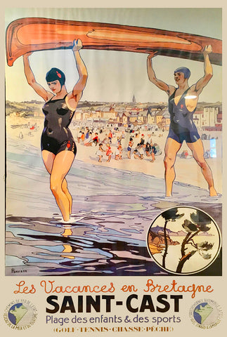 La vacances  en Bretagne -Saint-Cast Vintage Poster