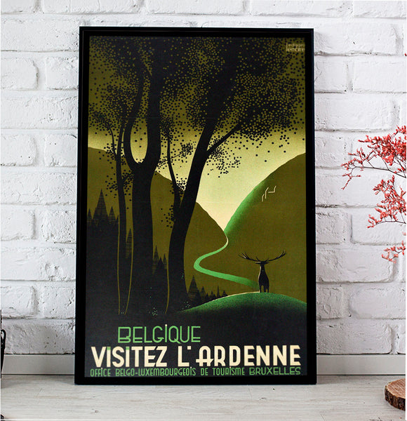 Ardenne Belgium Vintage Travel Poster- Belgique, Visitez l'Ardenne Poster from the 1930s