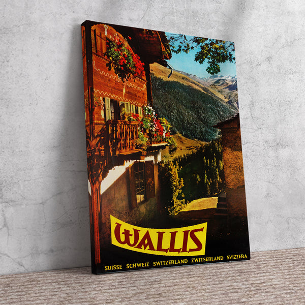 Wallis, Village of Grimentz, Suisse Vintage Travel Poster Canvas