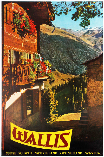 Wallis, Village of Grimentz, Suisse Vintage Travel Poster