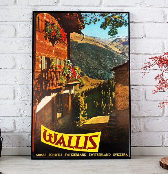 Wallis, Village of Grimentz, Suisse Vintage Travel Poster