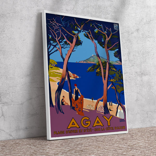 Agay Sur La Cote d'Azur- Plaja D'Hiver et d'ete Vintage Poster by Broder Canvas