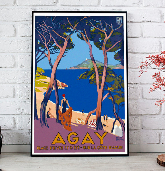 Agay Sur La Cote d'Azur- Plaja D'Hiver et d'ete Vintage Poster by Broder