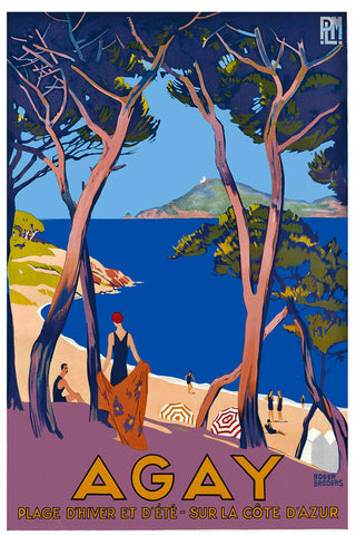Agay Sur La Cote d'Azur- Plaja D'Hiver et d'ete Vintage Poster by Broder