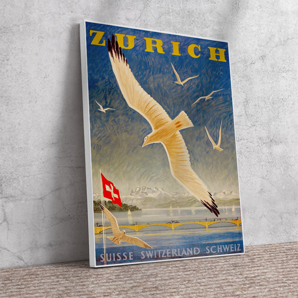 Zurich Culture Life Science Vintage Poster Switzerland Canvas