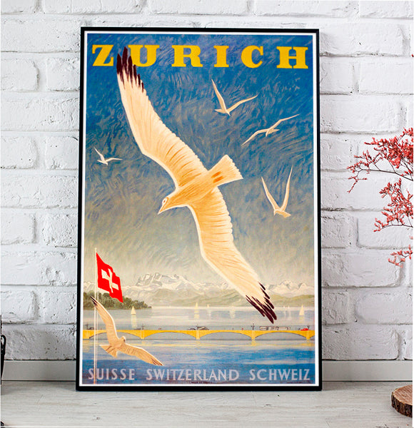 Zurich Culture Life Science Vintage Poster Switzerland