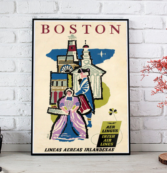 Boston, Aer Lingus/Irish Airlines Poster