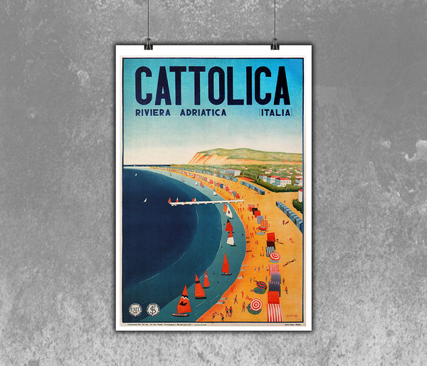 Cattolica Riviera Adriatica Italy Vintage Travel Poster