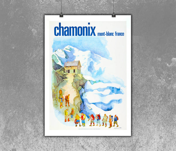 Chamonix, Mont Blanc  France,  Skiing Vintage Poster