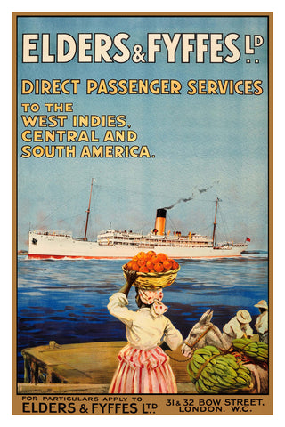 Elders and Fyffes Ltd. Direct Passenger Service British Transportation Poster