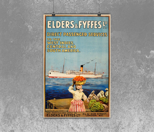 Elders and Fyffes Ltd. Direct Passenger Service British Transportation Poster