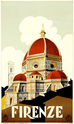 Vintage Poster of Florence Firenze Italy Italia 1930 Tourism poster