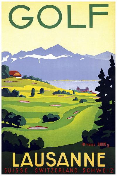 Golf Lausanne Poster. Swiss Poster