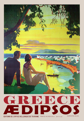 Greece Aedipsos Vintage Travel Poster