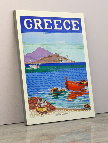 Greece Aegean Seacoasts Vintage Travel Poster 1948