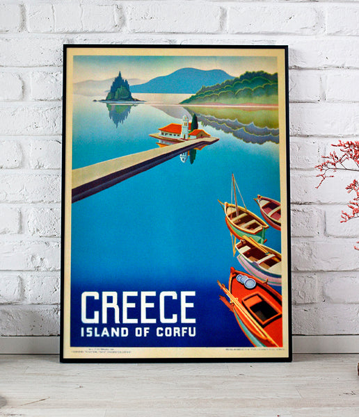 Greece, Island of Corfu 1949 Travel Poster