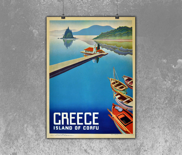 Greece, Island of Corfu 1949 Travel Poster