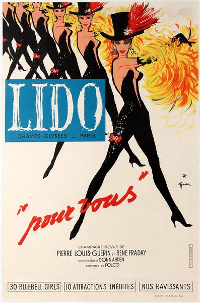 Lido Champs Elysees Paris Pour Tois"  Revue Poster