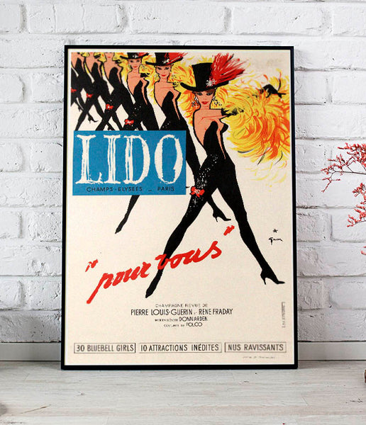 Lido Champs Elysees Paris Pour Tois"  Revue Poster