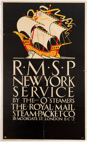 R.M.S.P. Royal Mail Service Pocket  New York Service Transportation Poster