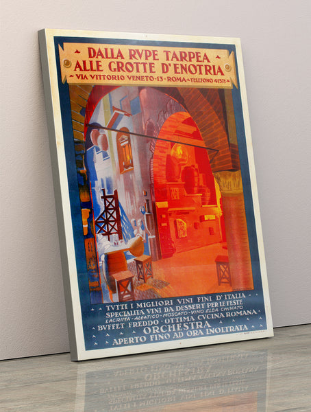 Poster for a Restaurant in Rome - the Dalla Rupe Tarpea alle Grotte d'Enotria ca.1930