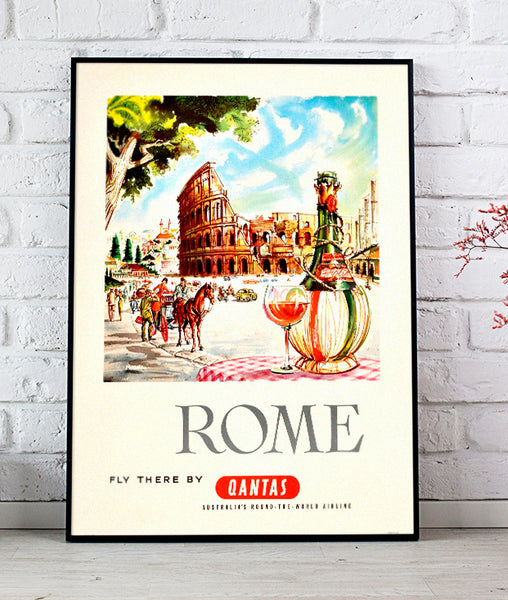 Rome, Fly there by Qantas Airlines Advertorial Travel Poster