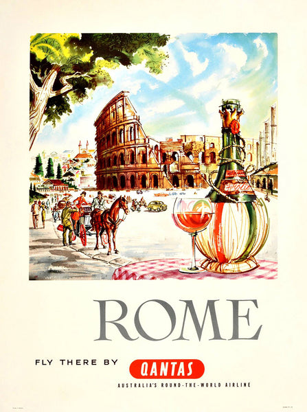 Rome, Fly there by Qantas Airlines Advertorial Travel Poster