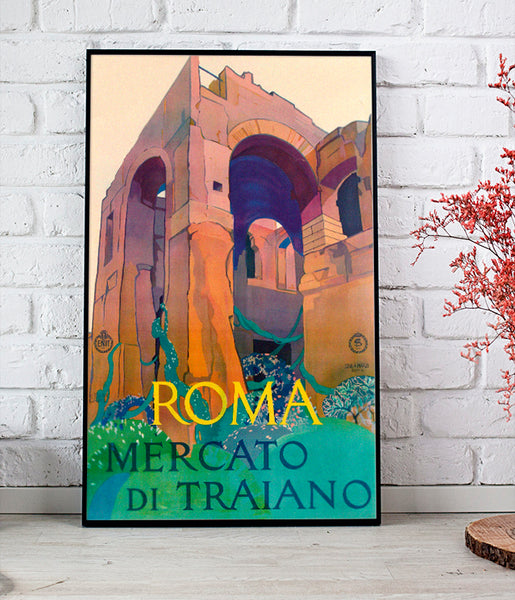 Rome Mercato di Traiano Historical Travel Poster