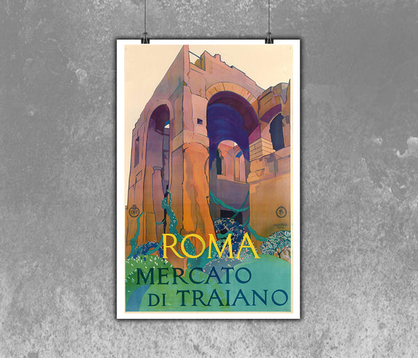 Rome Mercato di Traiano Historical Travel Poster