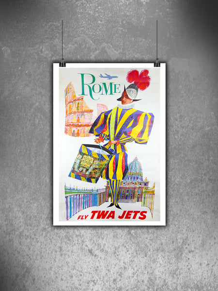 Rome TWA Airlines Travel Posters Roger Klein from 1958