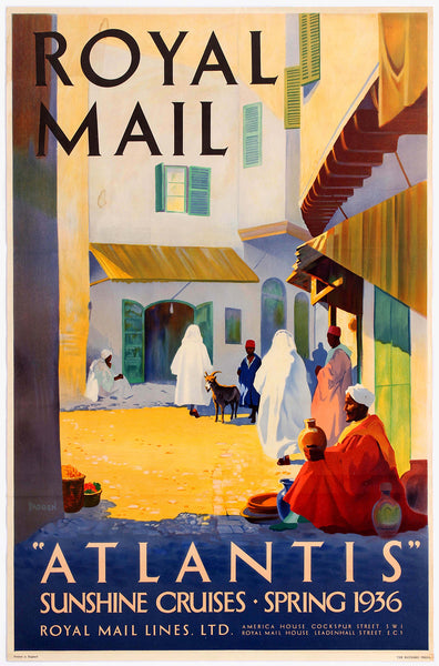 'Atlantis' Sunshine Cruise, Spring 1936 Royal Mail Lines Poster