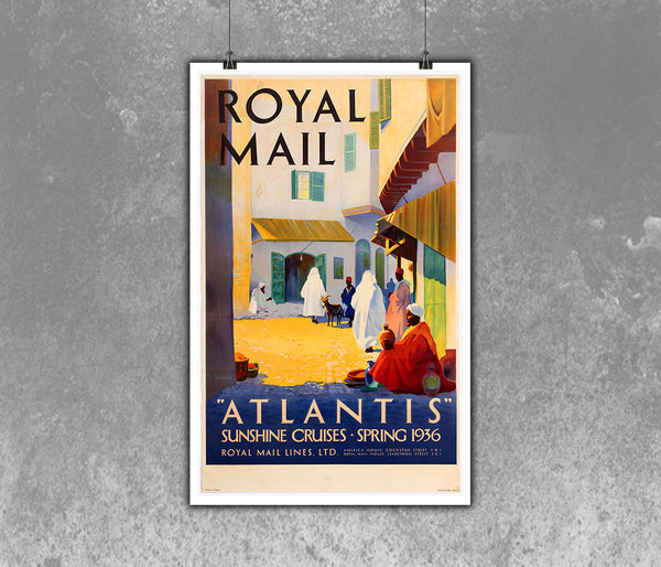 'Atlantis' Sunshine Cruise, Spring 1936 Royal Mail Lines Poster