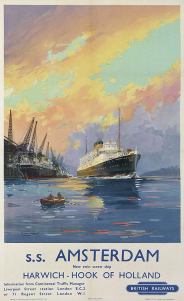 S.S. Amsterdam New Twin Screw Ship Poster by British Railways