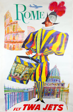 Rome TWA Airlines Travel Posters Roger Klein from 1958