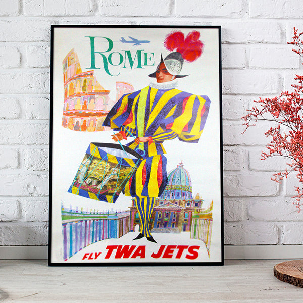 Rome TWA Airlines Travel Posters Roger Klein from 1958