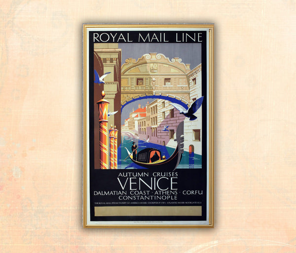 Poster advertising Royal Mail Line trips to Venice