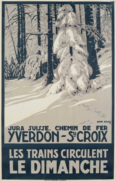 Jura  Poster by Yverdon St. Croix Railways Winter Sports in Swiss Poster @musicposters.shop