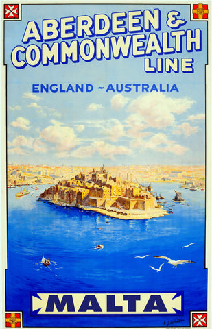 Aberdeen & Commonwealth Lines Malta Transportation  Poster
