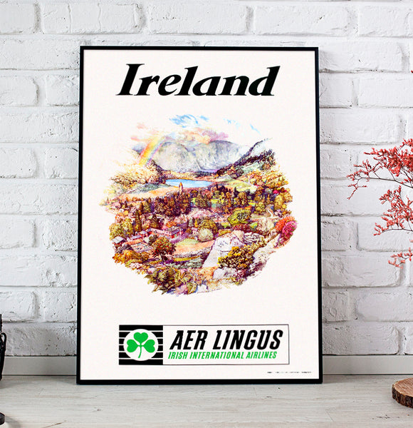 İreland, Aer Lingus Vintage Travel Poster 1950's