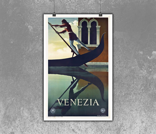 Venezia Vintage Travel Poster by A.M.Cassandre 1951