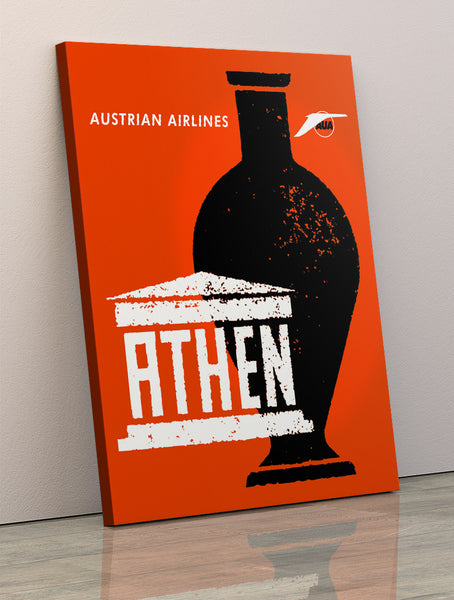 Athens of Greece, Austrian Airlines Vintage Poster 1965