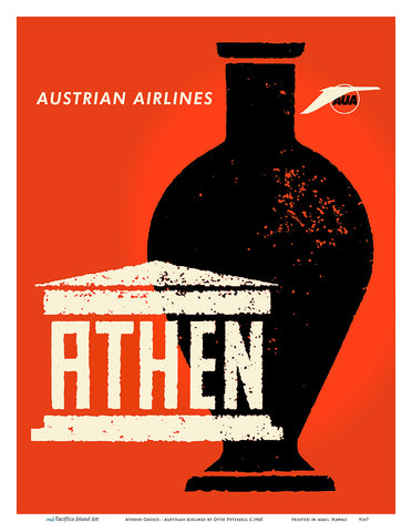 Athens of Greece, Austrian Airlines Vintage Poster 1965