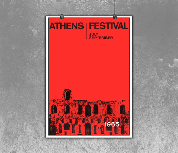 Athens Festival July September 1965 Vintage Poster