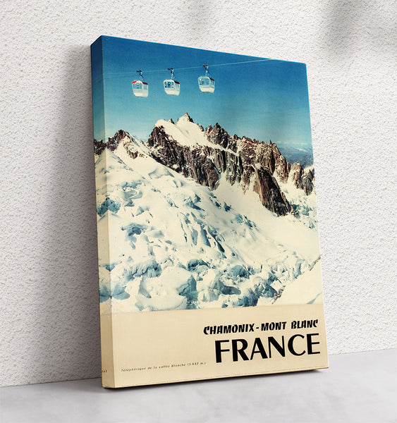 Chamonix, Mont Blanc France, Skiing Advertising Poster @citieswelove.store Canvas