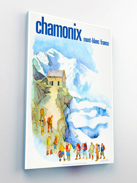 Chamonix, Mont Blanc  France,  Skiing Vintage Canvas Poster